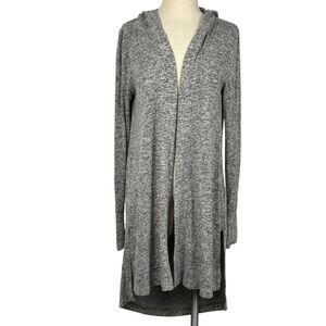 Athleta‎ XS Gray Harmony Wrap Hooded Open Front Cardigan Hi Low Hem Stretch